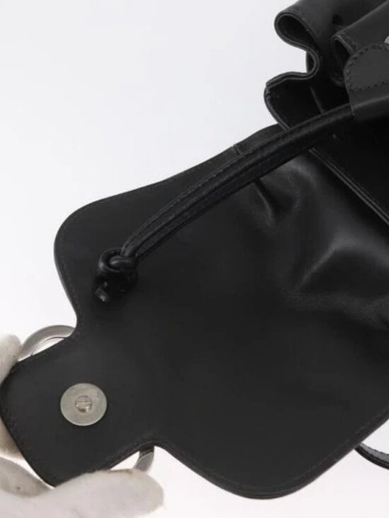Salvatore Ferragamo Gancini Backpack Leather Black Silver Auth BA9687 main image 10